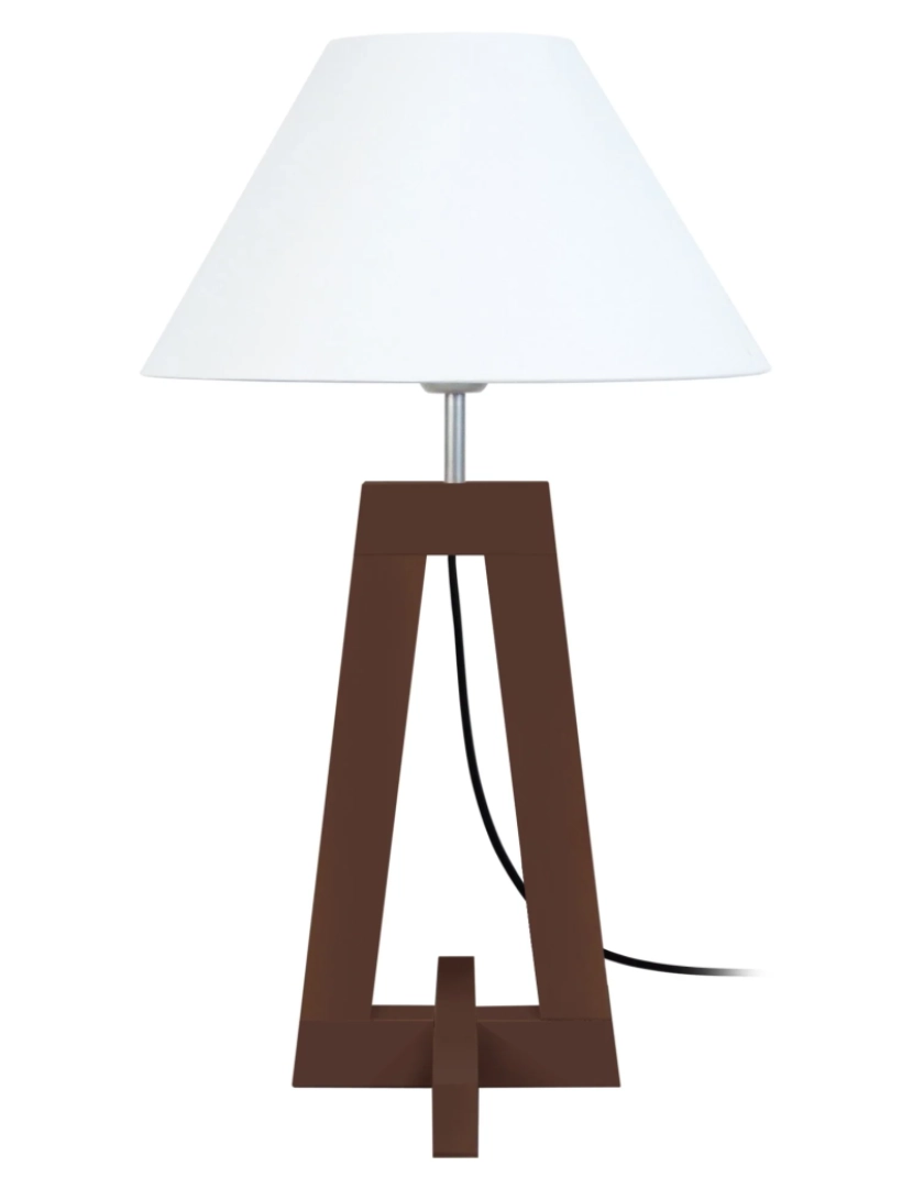 imagem grande de VILI - Candeeiro mesa de cabeceira redondo madeira wanguê e branco1