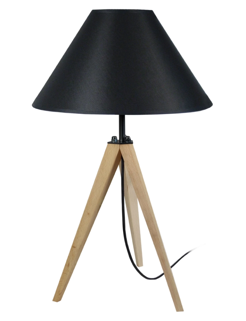 imagem de IDUN - Candeeiro mesa de cabeceira redondo madeira natural e preto1