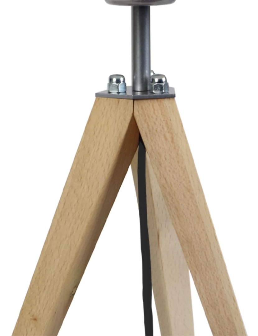 imagem de IDUN - Candeeiro mesa de cabeceira redondo madeira natural e taupe5