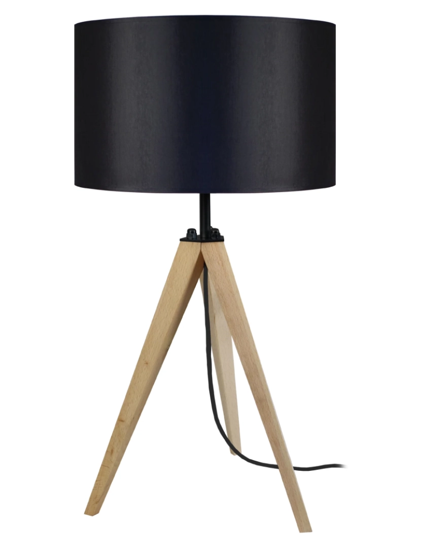 imagem de IDUN - Candeeiro mesa de cabeceira redondo madeira natural e preto1