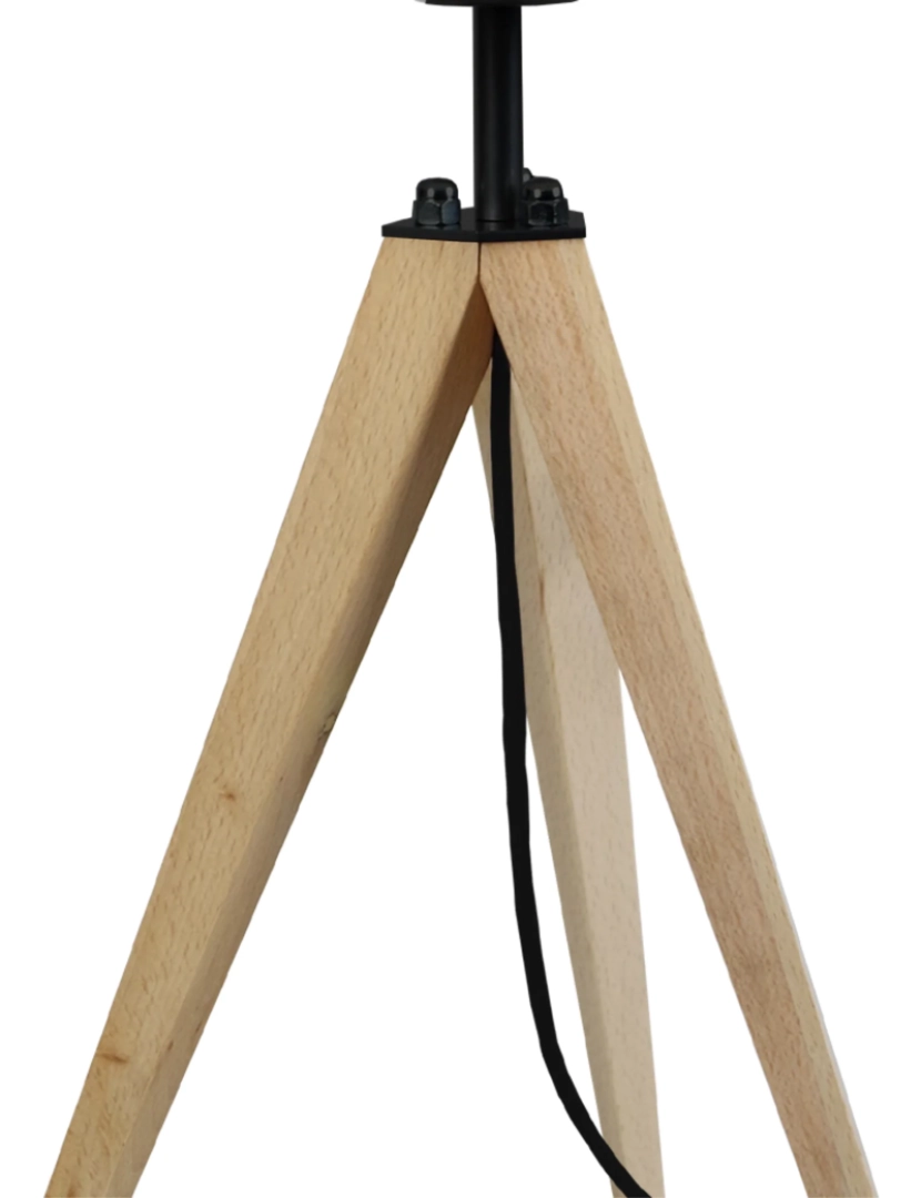 imagem de IDUN - Candeeiro mesa de cabeceira redondo madeira natural e preto6