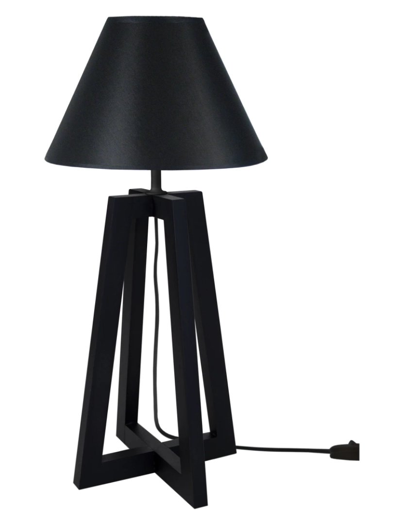 Tosel - LOT - Candeeiro mesa de cabeceira redondo madeira preto
