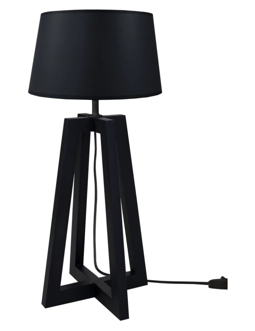 Tosel - LOT - Candeeiro mesa de cabeceira redondo madeira madeira preta e branca