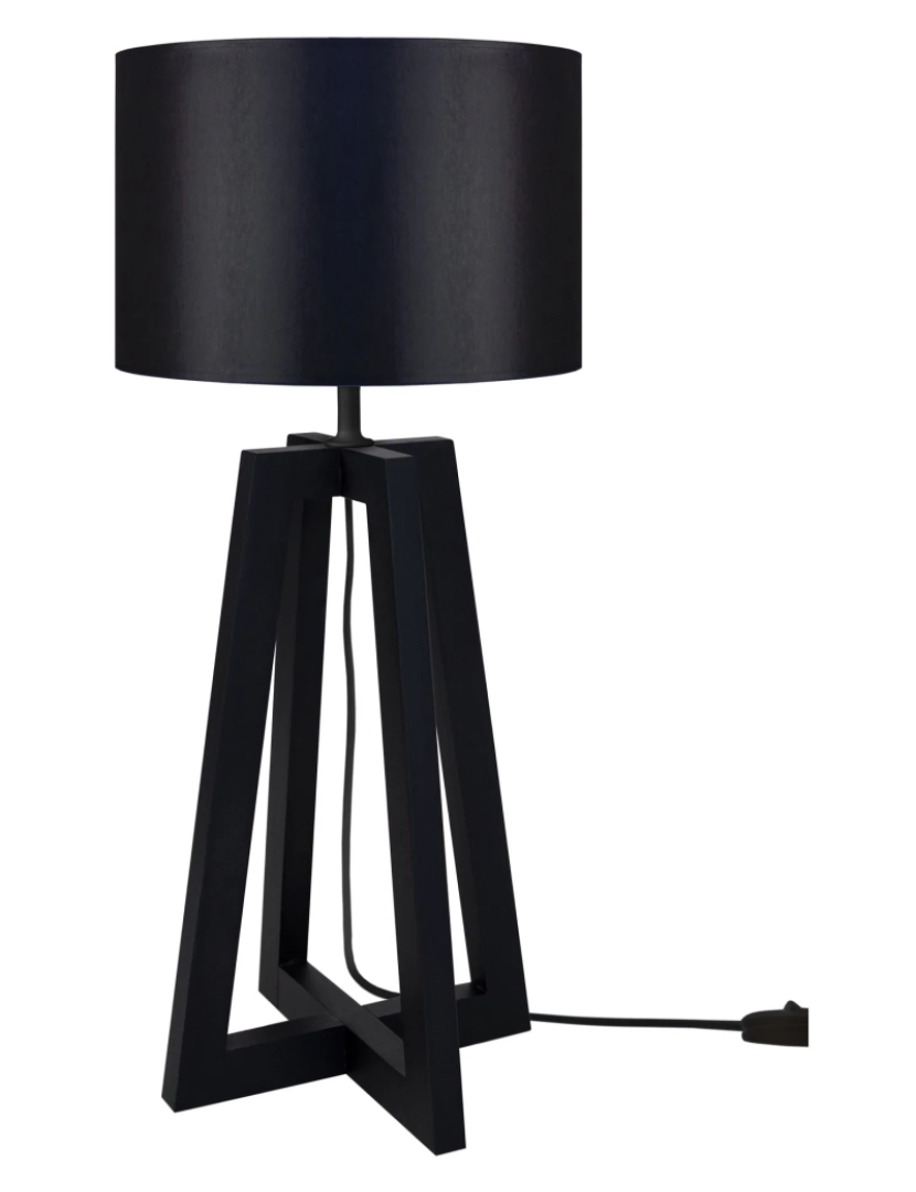 imagem de LOT - Candeeiro mesa de cabeceira redondo madeira madeira preta e branca1