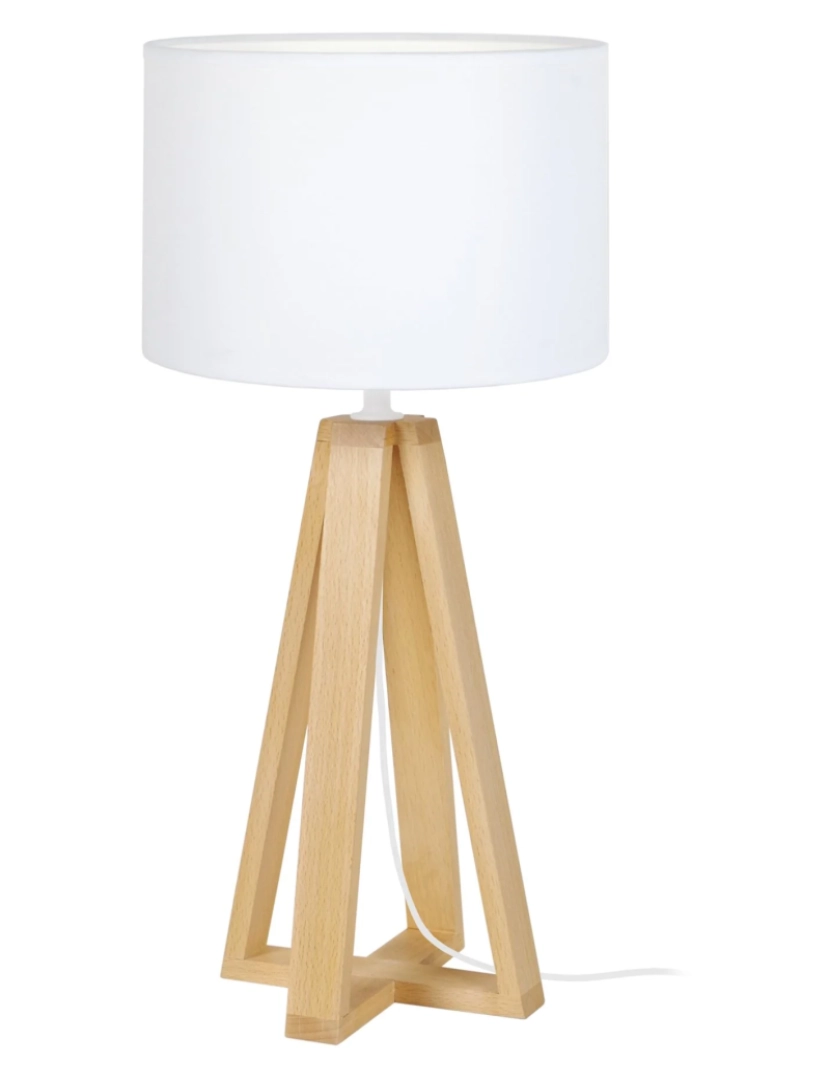 imagem de LINKOPING - Candeeiro mesa de cabeceira redondo madeira natural e branco1