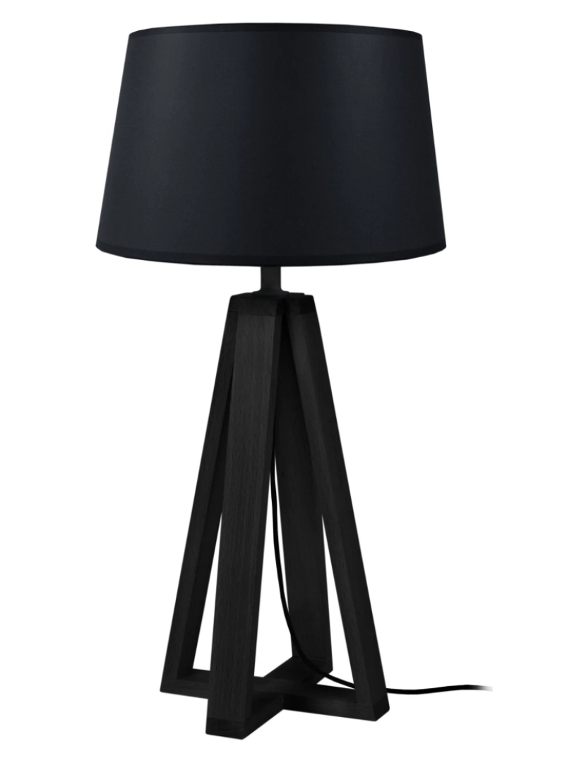 imagem de LINKOPING - Candeeiro mesa de cabeceira redondo madeira preto1