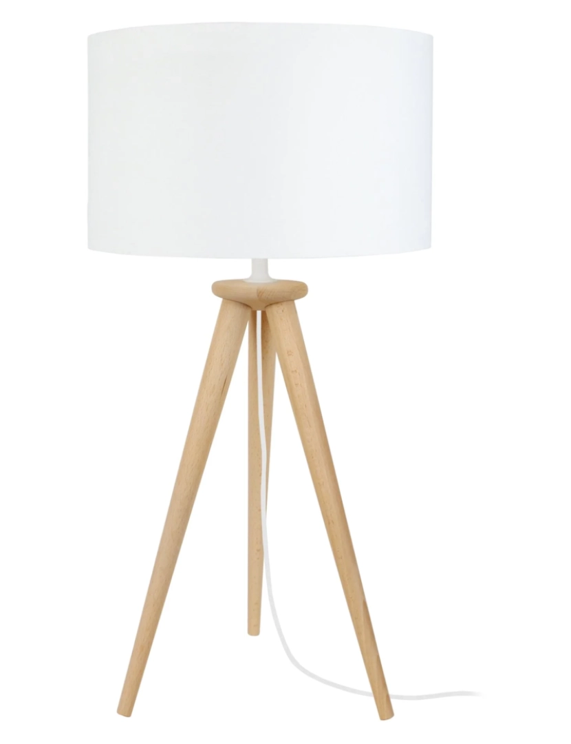 imagem de ARHUS - Candeeiro mesa de cabeceira redondo madeira natural e branco1