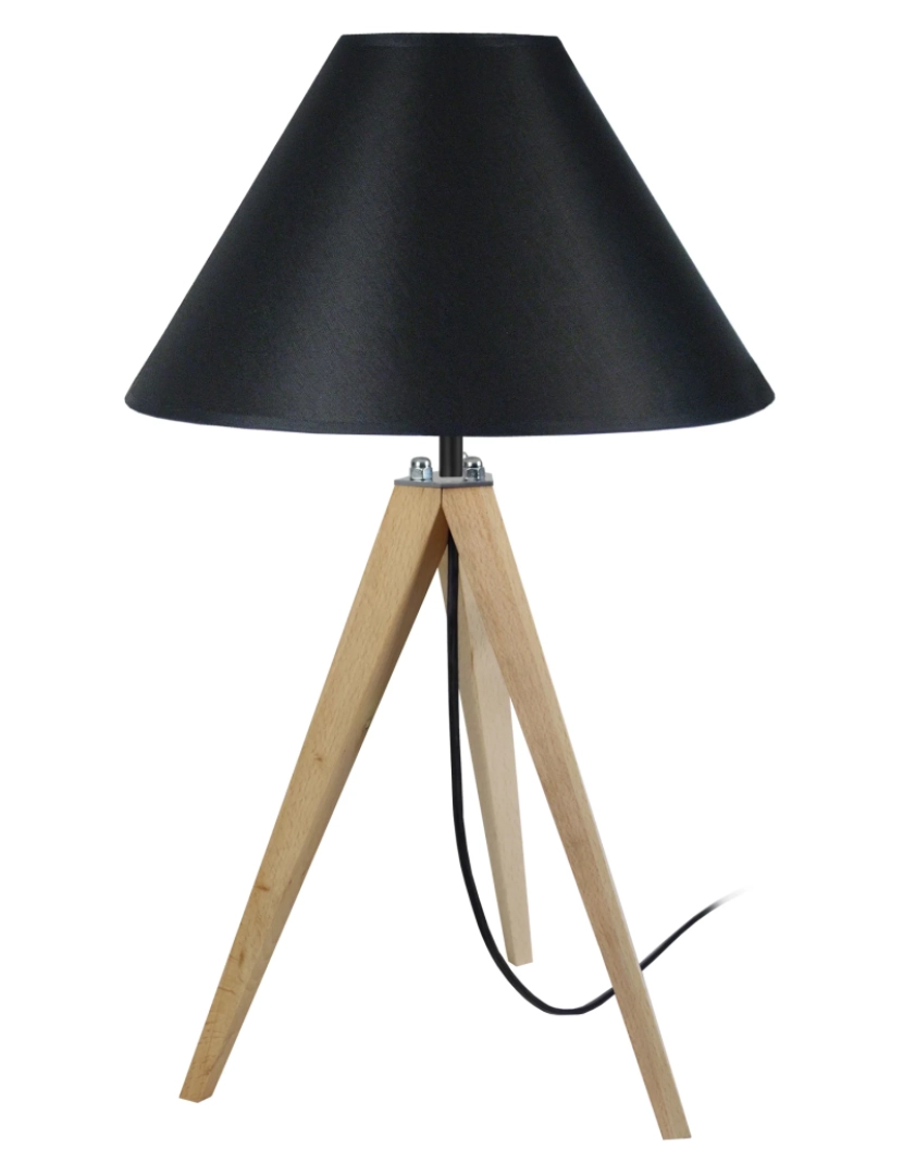 imagem de IDUN B - Candeeiro mesa de cabeceira redondo madeira natural e preto1