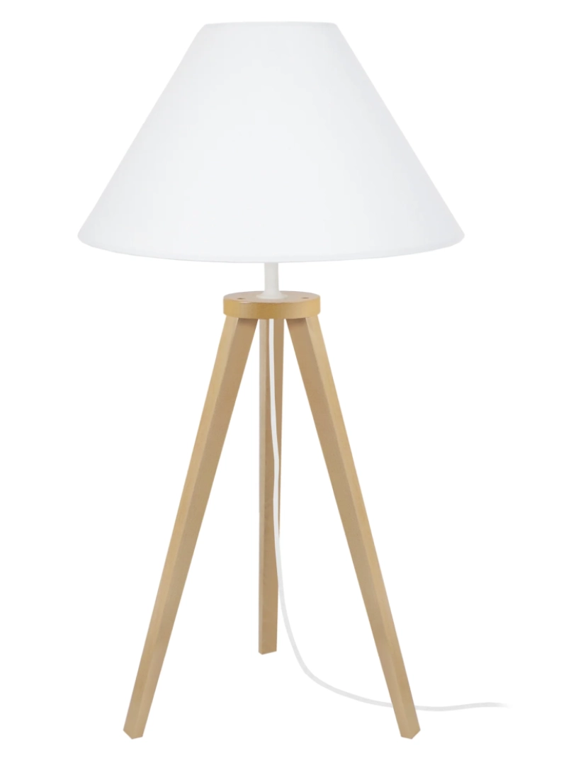 imagem de MALMO - Candeeiro mesa de cabeceira redondo madeira natural e branco1