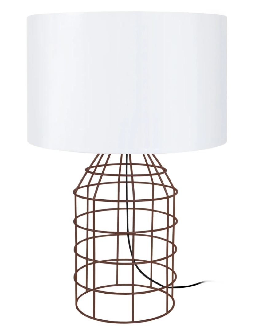 imagem de CRAPAROLA - Candeeiro de Mesa redondo metal castanho e branco1