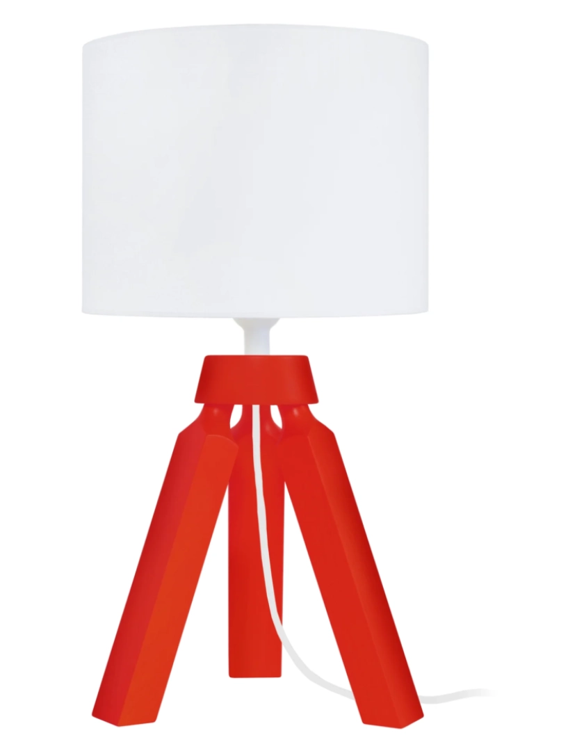 imagem de GABY - Candeeiro mesa de cabeceira redondo madeira vermelho e branco1