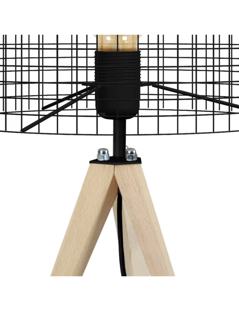 imagem de NOIRON - Candeeiro mesa de cabeceira redondo madeira natural e preto5