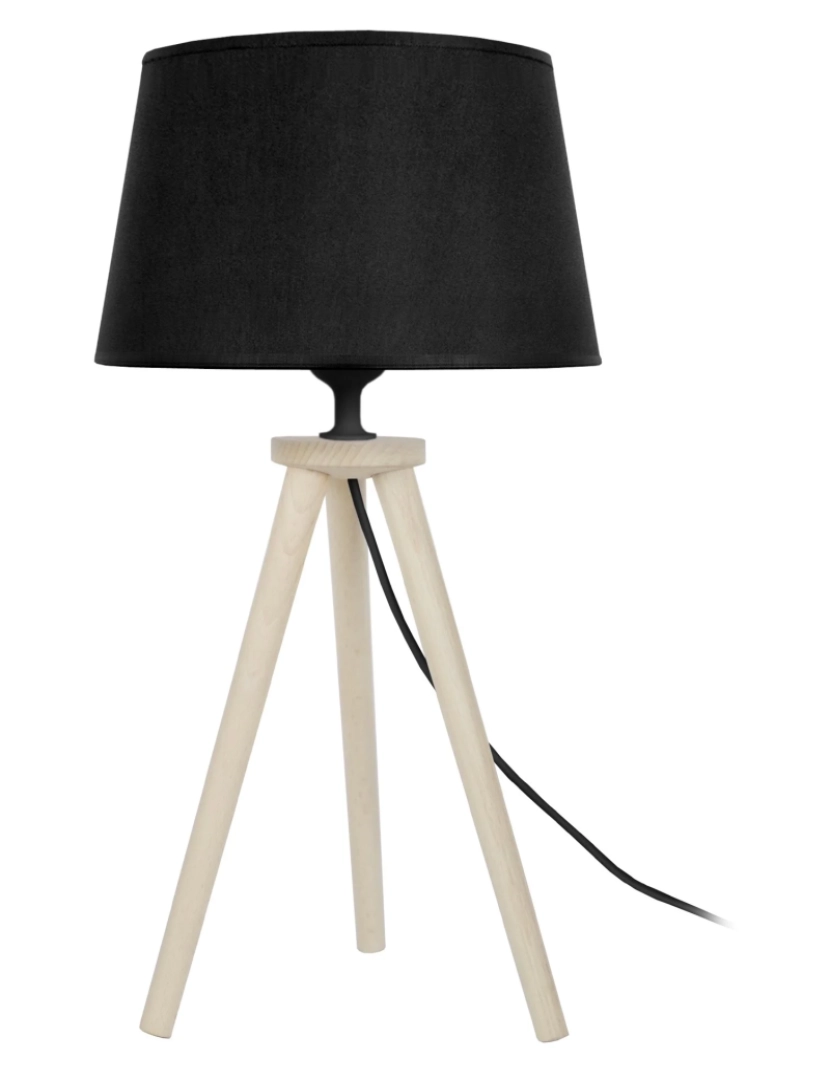 imagem de UTGARD - Candeeiro mesa de cabeceira redondo madeira natural e preto1