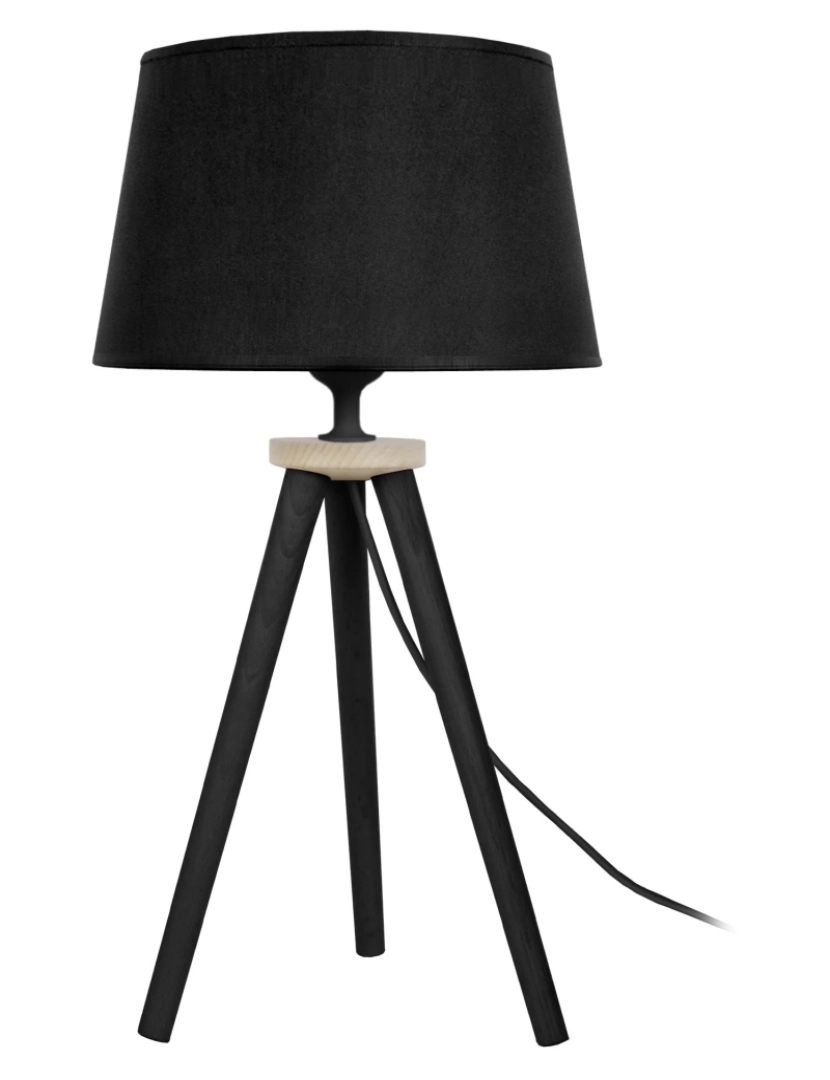 imagem de UTGARD - Candeeiro mesa de cabeceira redondo madeira preto1