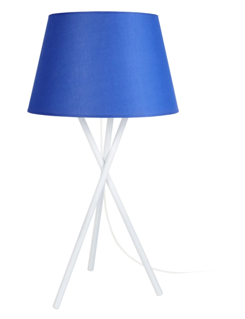 Tosel - MIDGARD - Candeeiro mesa de cabeceira redondo metal branco e azul