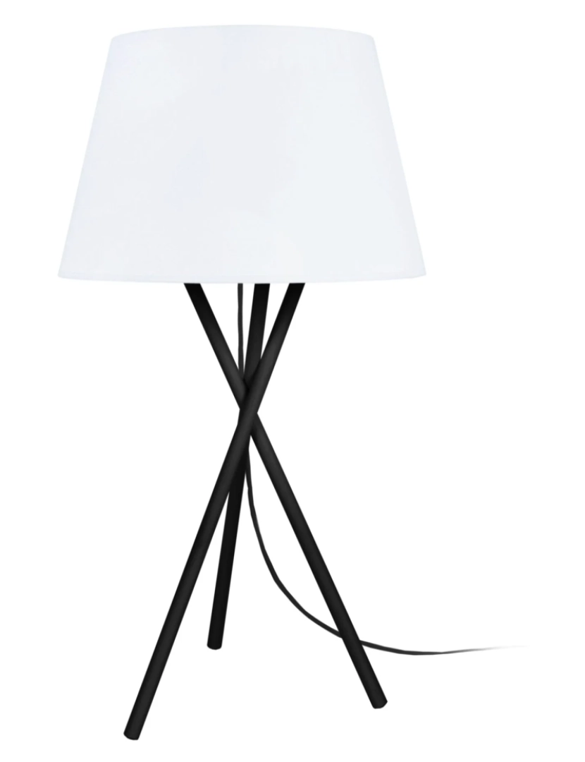 Tosel - MIDGARD - Candeeiro mesa de cabeceira redondo metal preto e branco