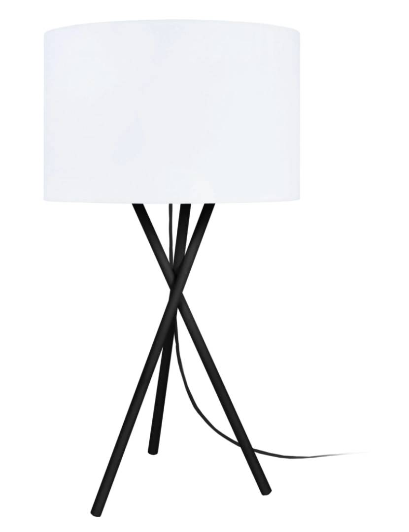 Tosel - MIDGARD - Candeeiro mesa de cabeceira redondo metal preto e branco