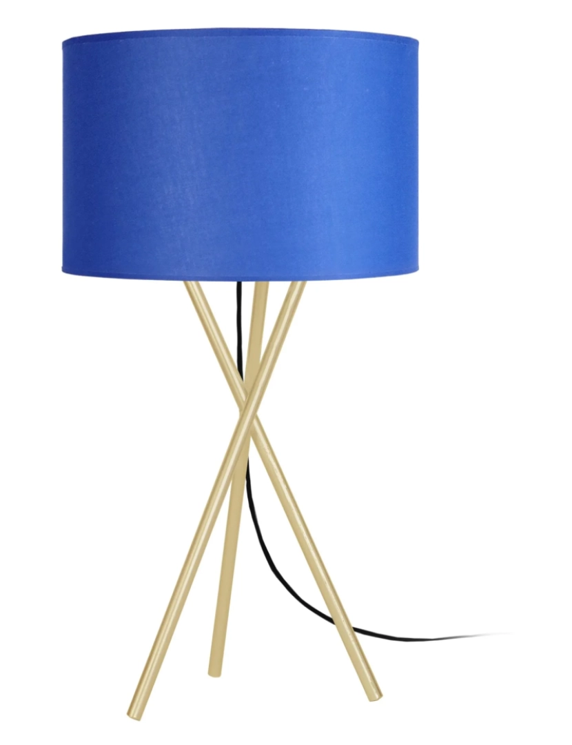 Tosel - MIDGARD - Candeeiro mesa de cabeceira redondo metal ouro e azul