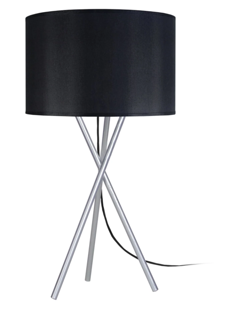 Tosel - MIDGARD - Candeeiro mesa de cabeceira redondo metal alumínio e preto