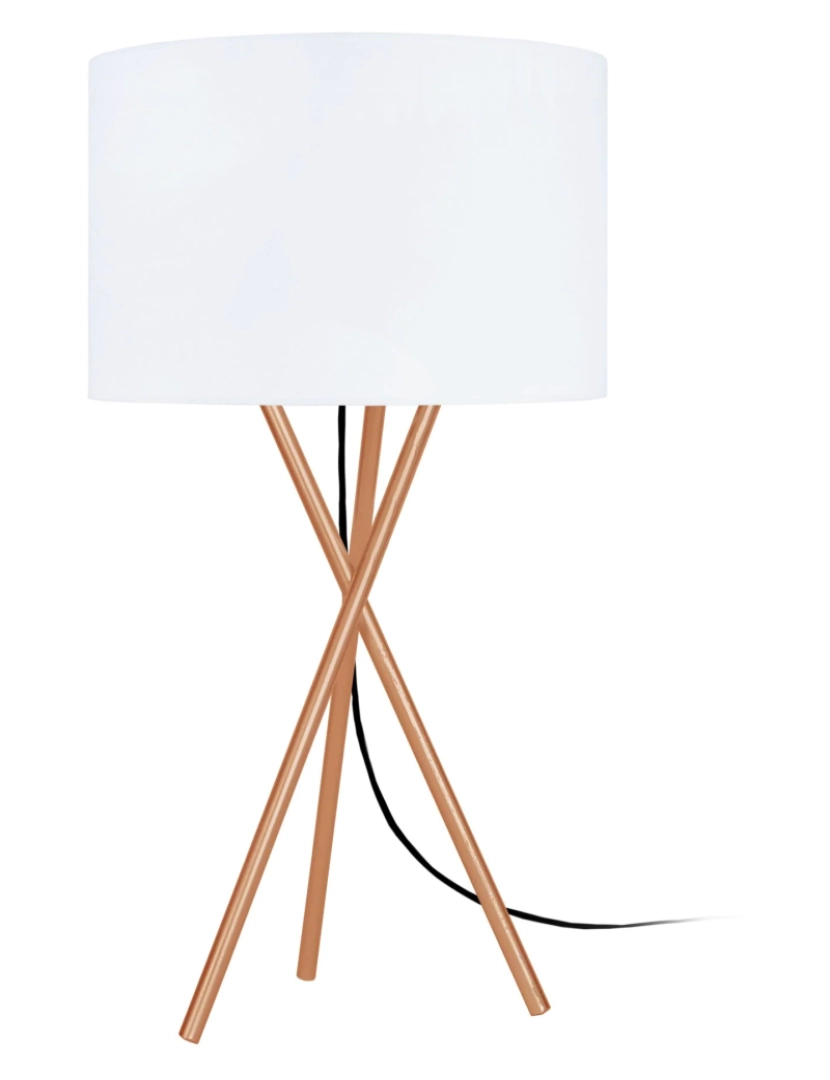 Tosel - MIDGARD - Candeeiro mesa de cabeceira redondo metal cobre e branco