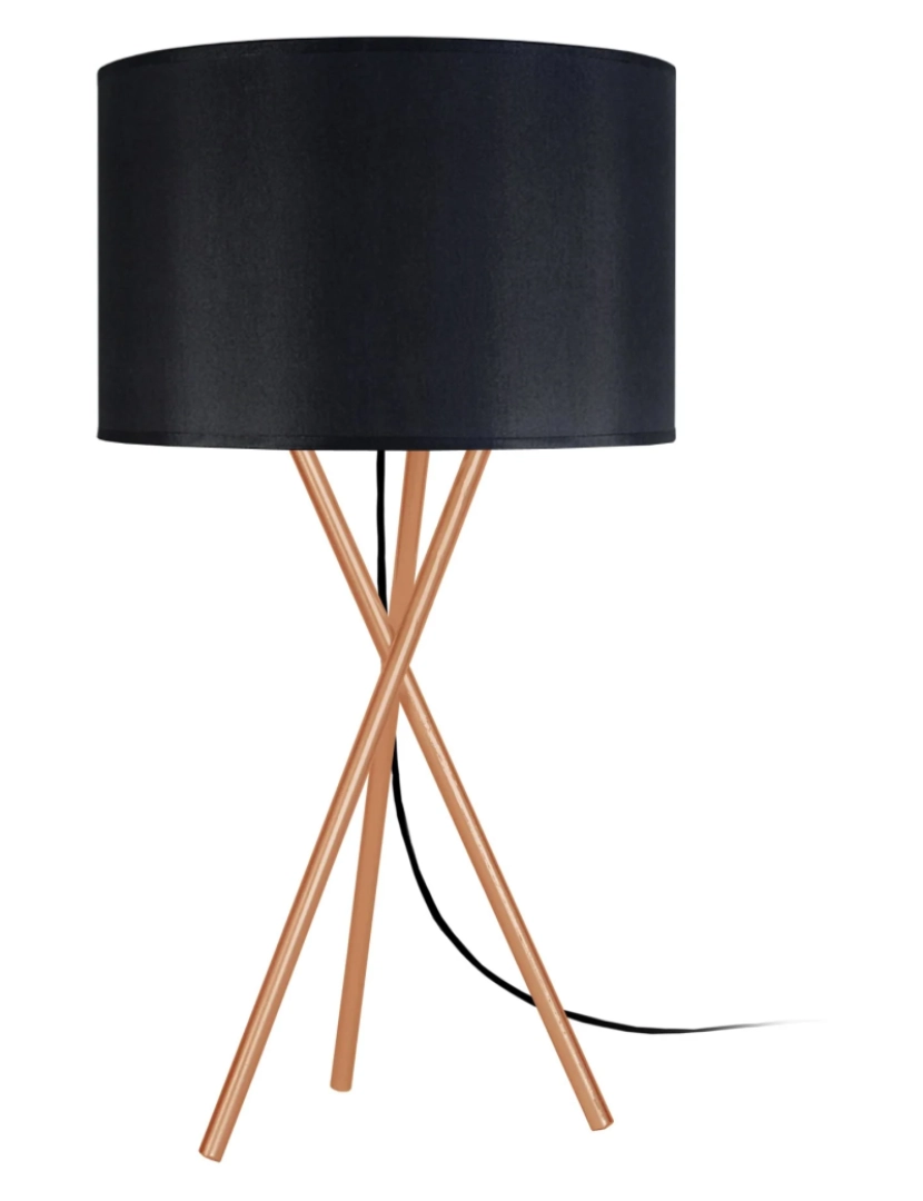 Tosel - MIDGARD - Candeeiro mesa de cabeceira redondo metal cobre e preto