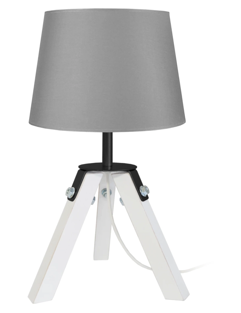 Tosel - RUHR - Candeeiro mesa de cabeceira redondo madeira branco e cinza
