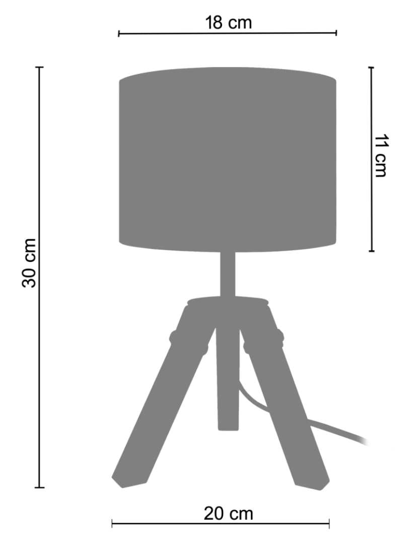 imagem de RUHR - Candeeiro mesa de cabeceira redondo madeira branco e cinza2