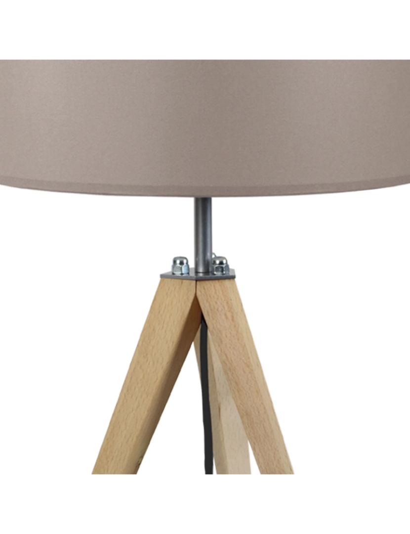 imagem de IDUN-Lot 2 - Candeeiro mesa de cabeceira redondo madeira natural e taupe5
