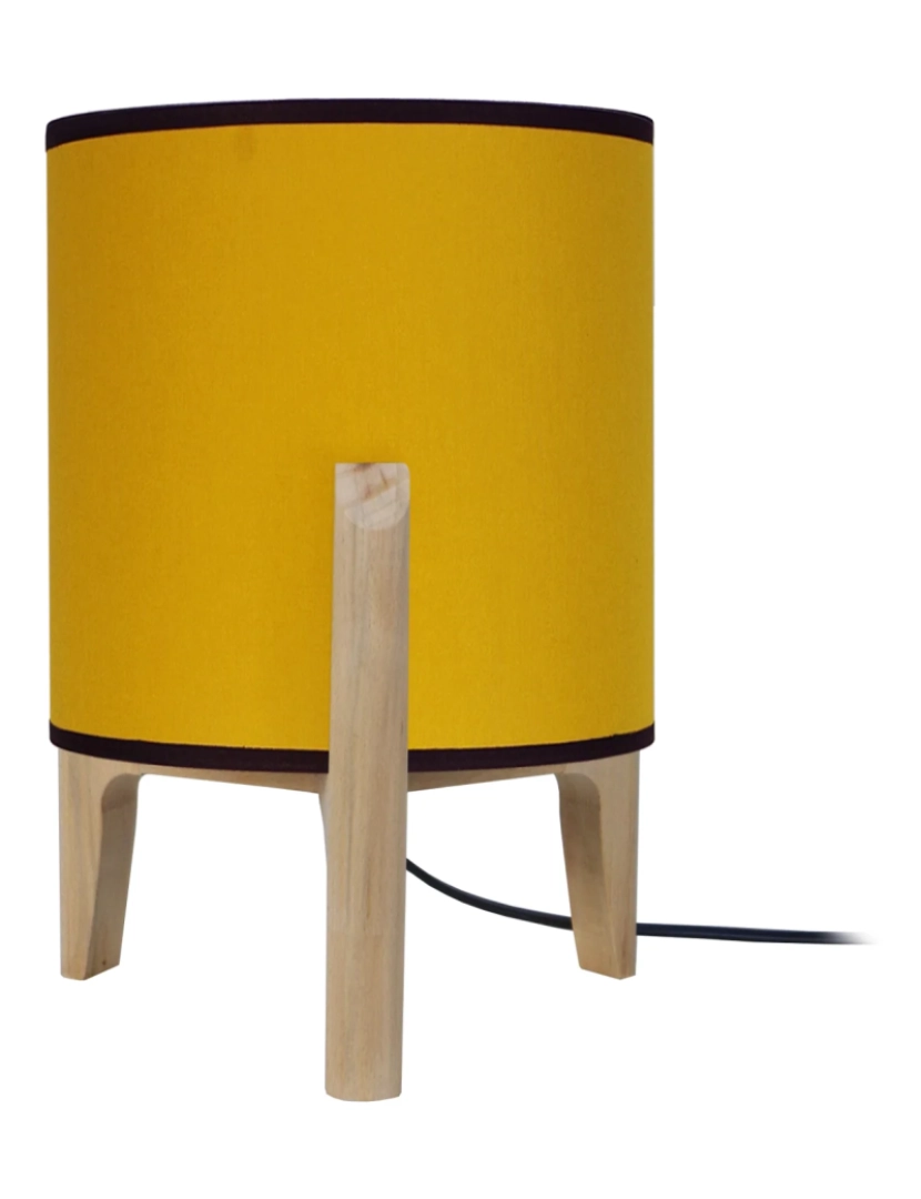 Tosel - PIPPINT SMALL - Candeeiro de Mesa redondo madeira natural e amarelo