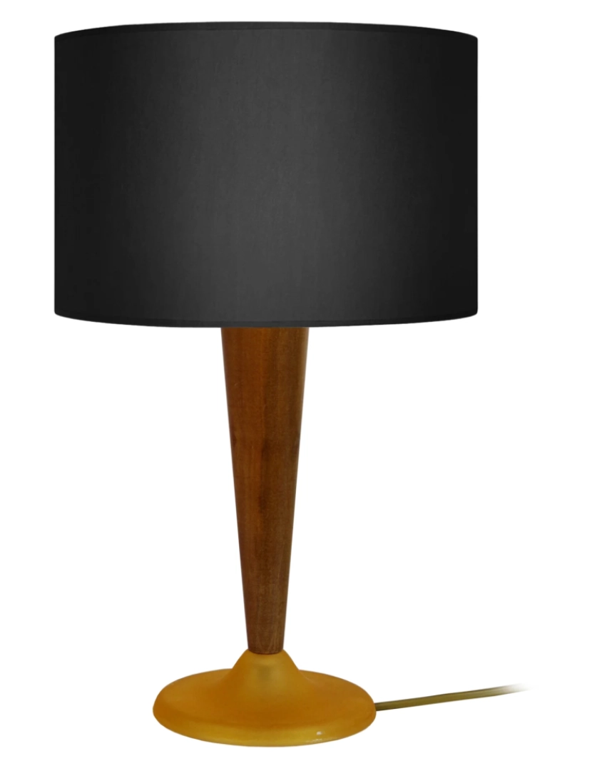 imagem de VESEN - Candeeiro mesa de cabeceira redondo vidro e madeira Noz e preto1