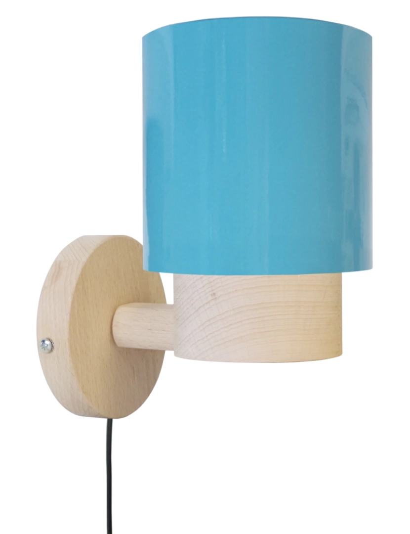 Tosel - UZIBUZE - Aplique redondo madeira natural e azul