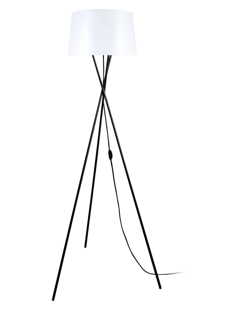 Tosel - MIDGARD - Candeeiro pé alto redondo metal preto e branco