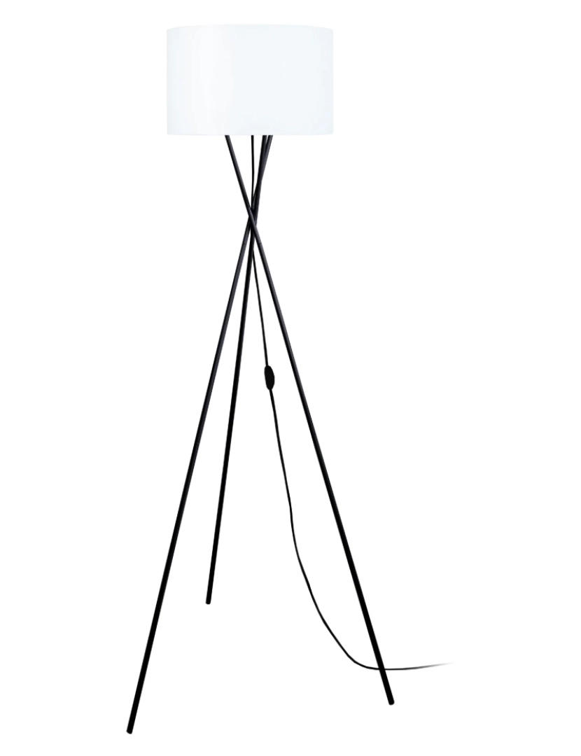 Tosel - MIDGARD - Candeeiro pé alto redondo metal preto e branco
