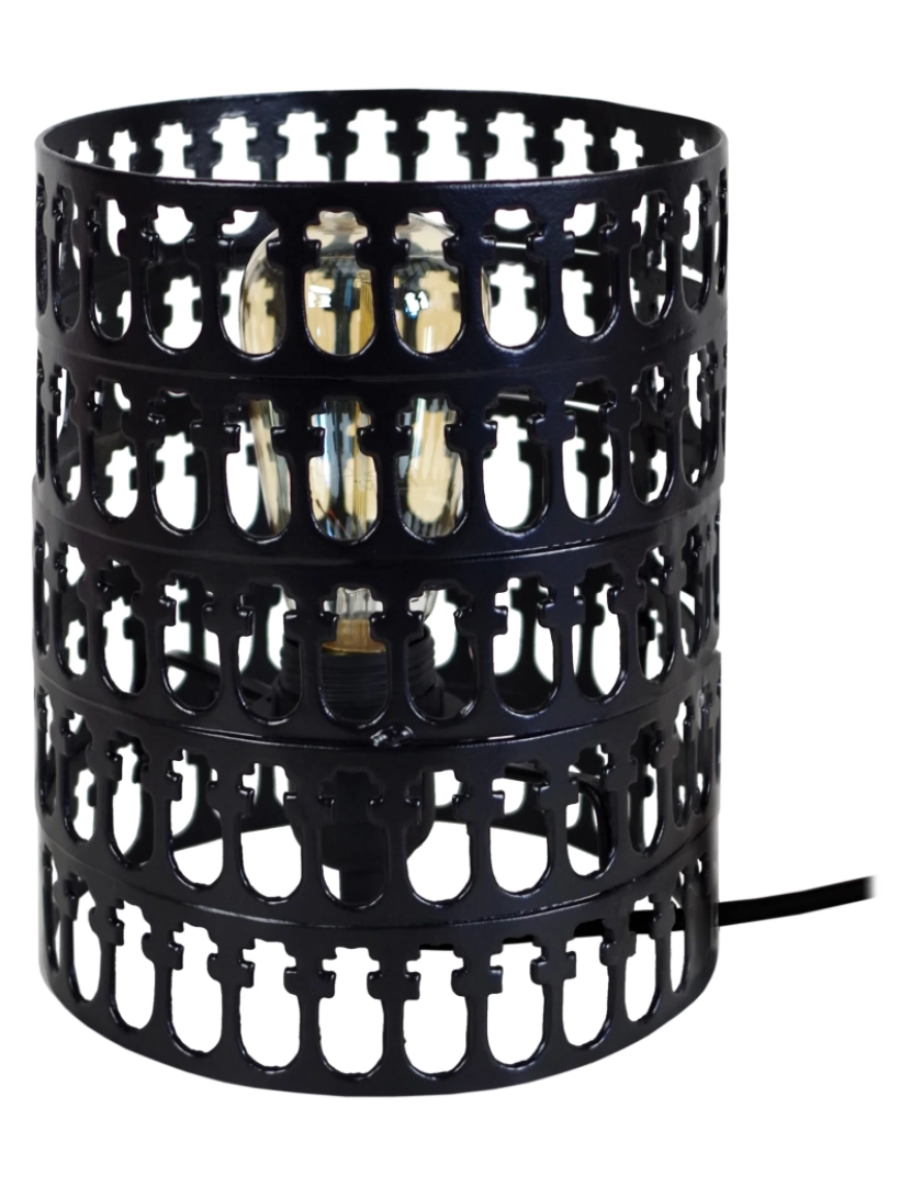 Tosel - KATHEDRAL - Candeeiro mesa de cabeceira redondo metal preto