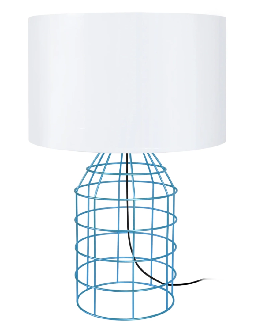 Tosel - CRAPAROLA - Candeeiro de Mesa redondo metal azul e branco