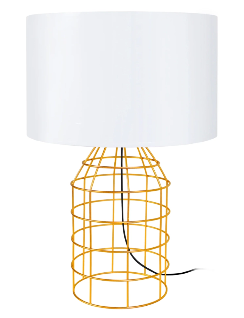 Tosel - CRAPAROLA - Candeeiro de Mesa redondo metal amarelo e branco