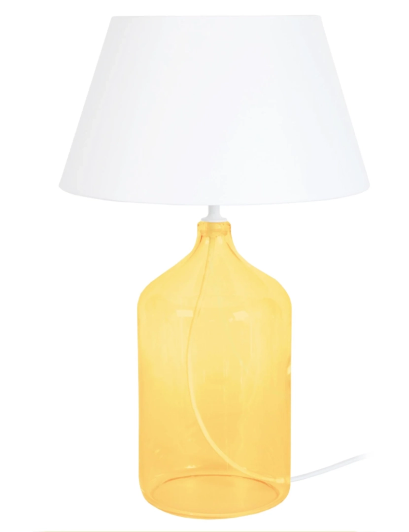 Tosel - REFLEXION - Candeeiro mesa de cabeceira redondo vidro amarelo e branco