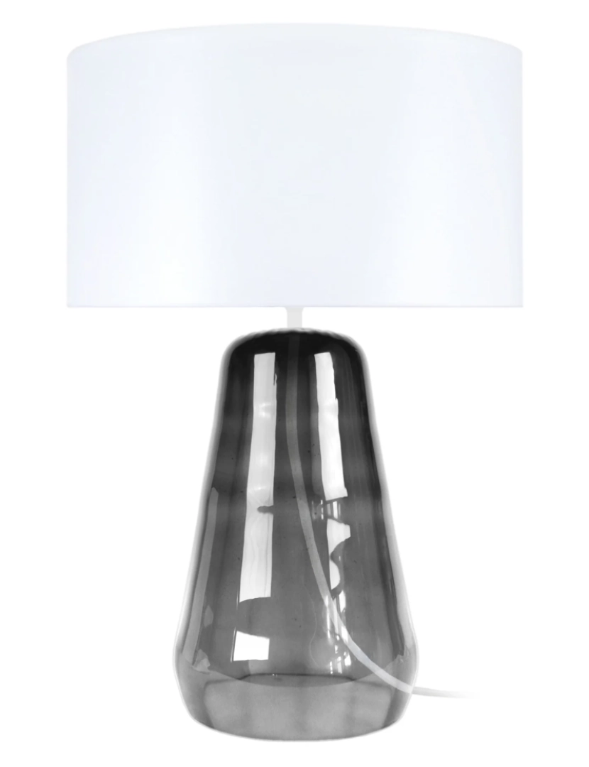 Tosel - REFLECTIT - Candeeiro mesa de cabeceira redondo vidro fumado e branco