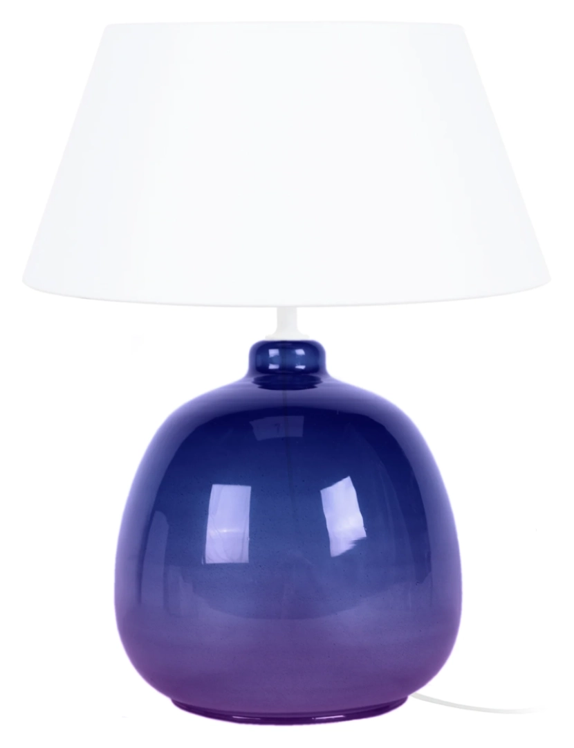 Tosel - REFLEX - Candeeiro mesa de cabeceira redondo vidro violeta e branco