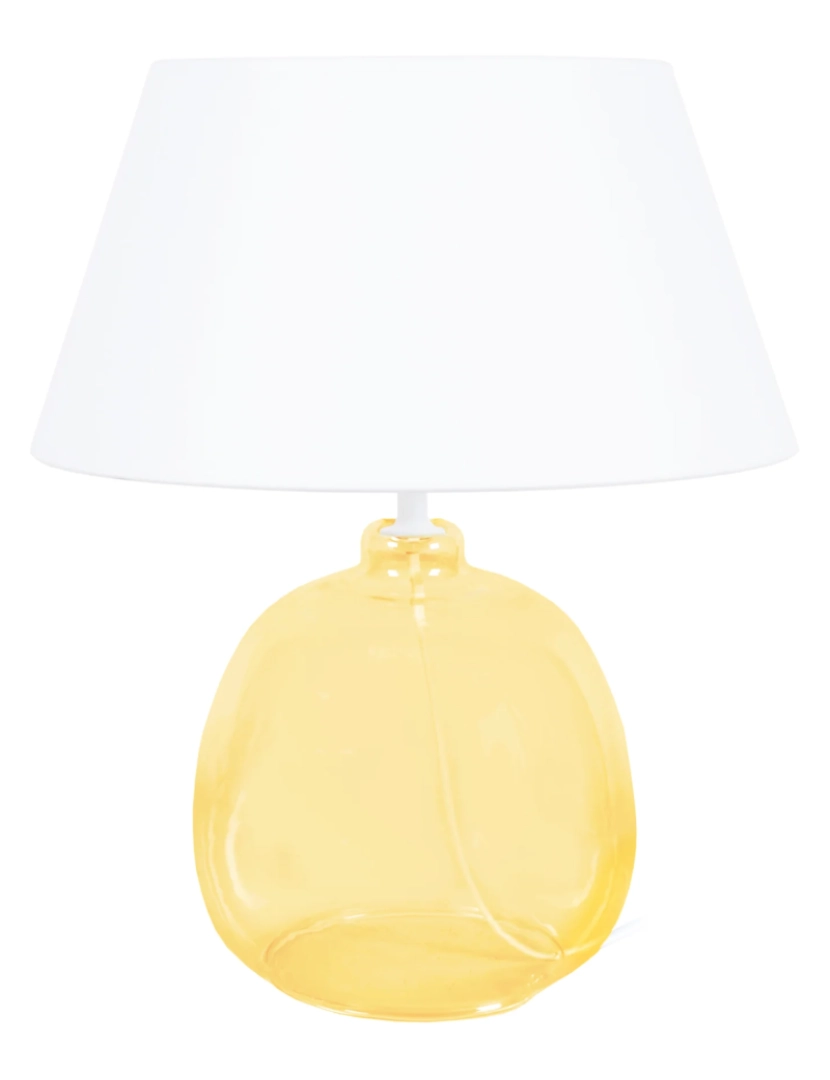 Tosel - REFLEX - Candeeiro mesa de cabeceira redondo vidro amarelo e branco