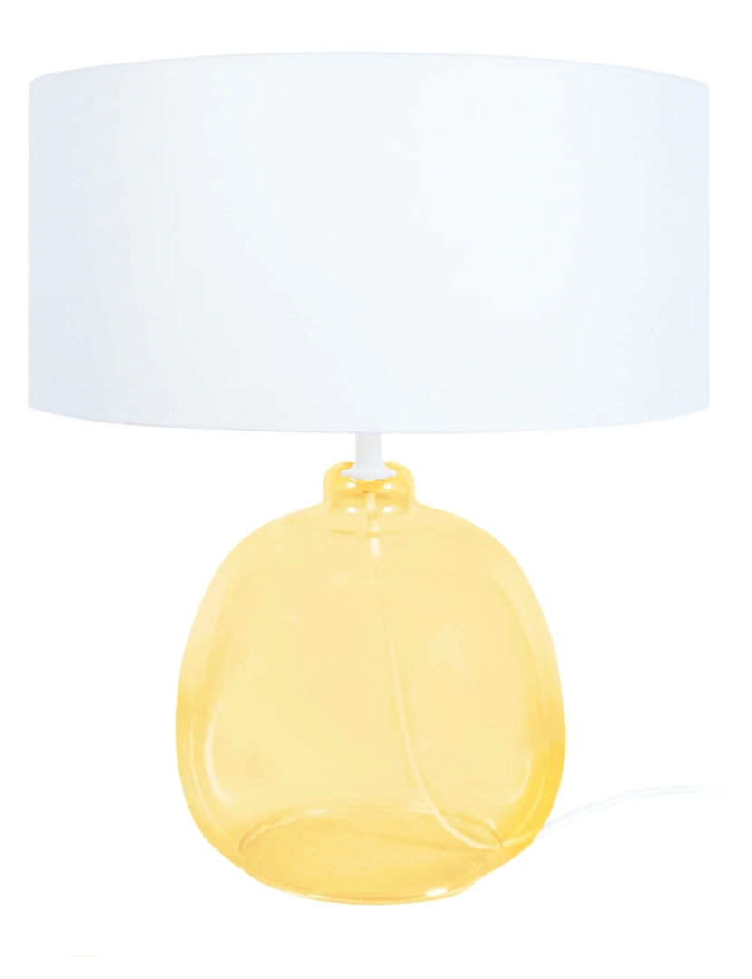 Tosel - REFLEX - Candeeiro mesa de cabeceira redondo vidro amarelo e branco