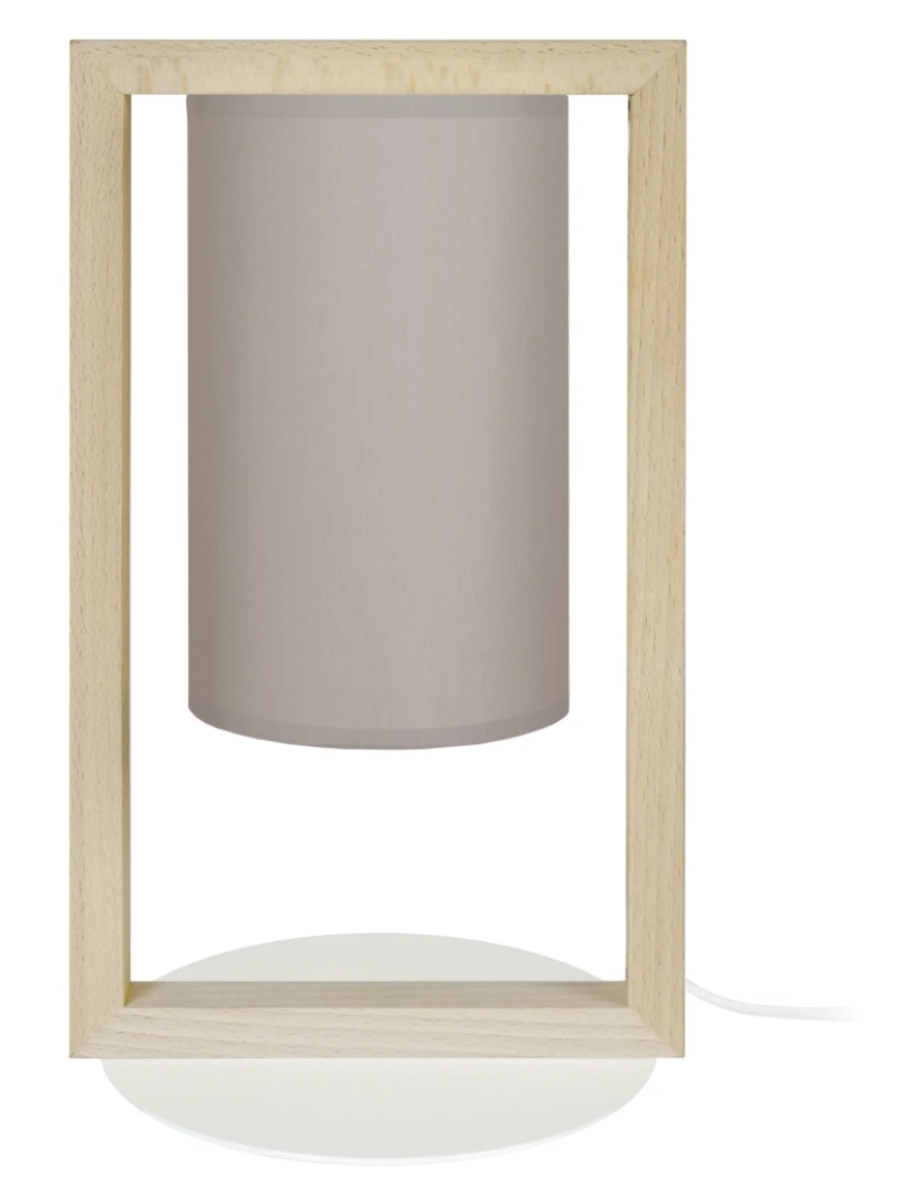 imagem de La DÉFENSE - Candeeiro mesa de cabeceira redondo madeira natural e branco1
