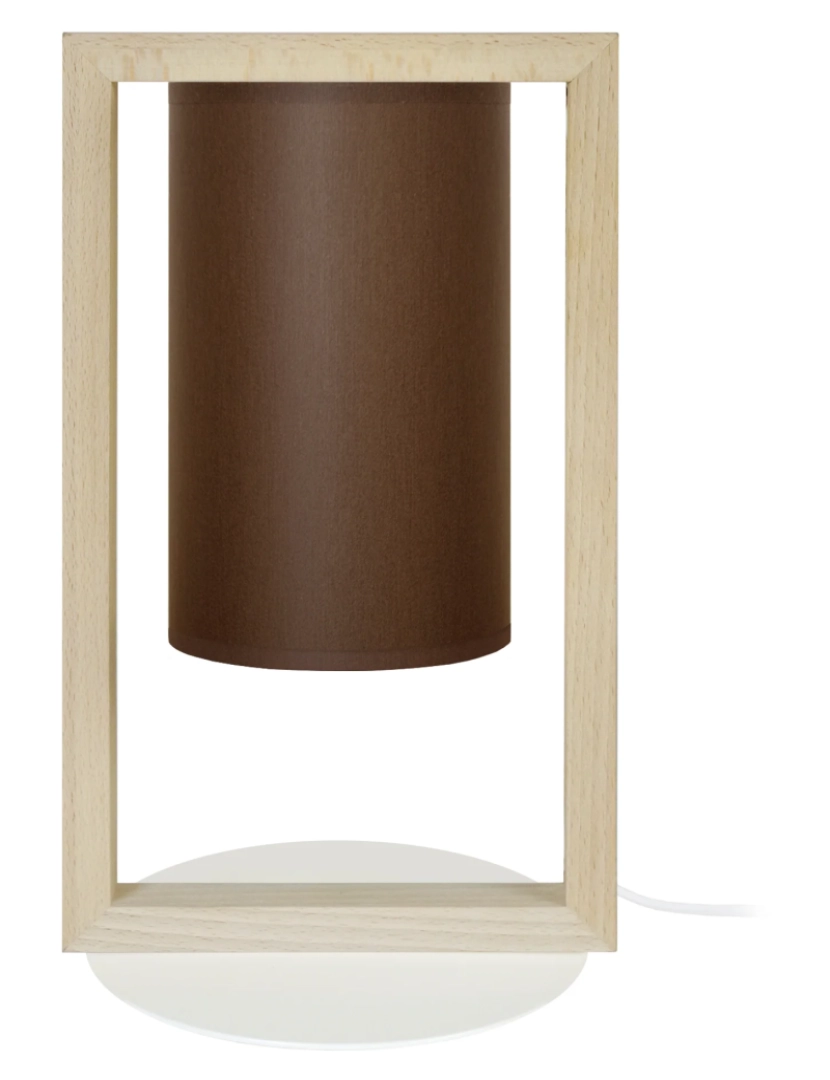 imagem de La DÉFENSE - Candeeiro mesa de cabeceira redondo madeira natural e castanho1