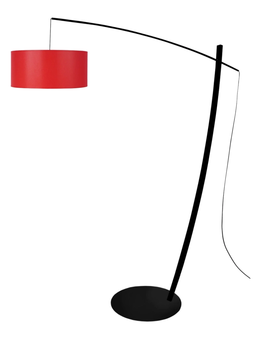 Tosel - CAVALAIRE - Candeeiro pé alto rectangular metal preto e vermelho