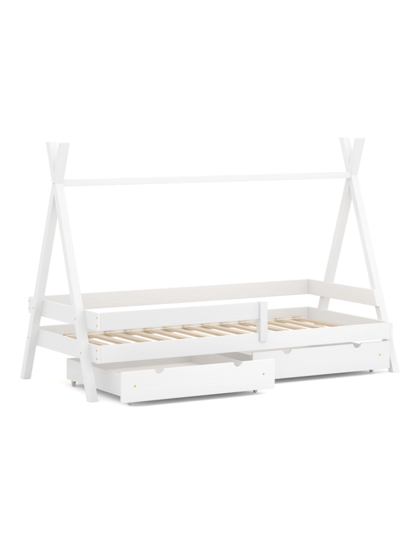 Wnm Group - Single bed for children in White Massif Pin