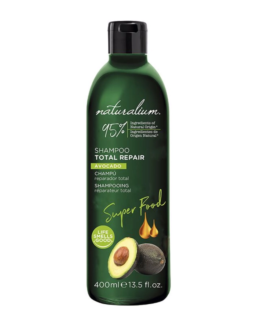 imagem de Super Food Avocado Total Repair Shampoo Naturalium 400 ml1