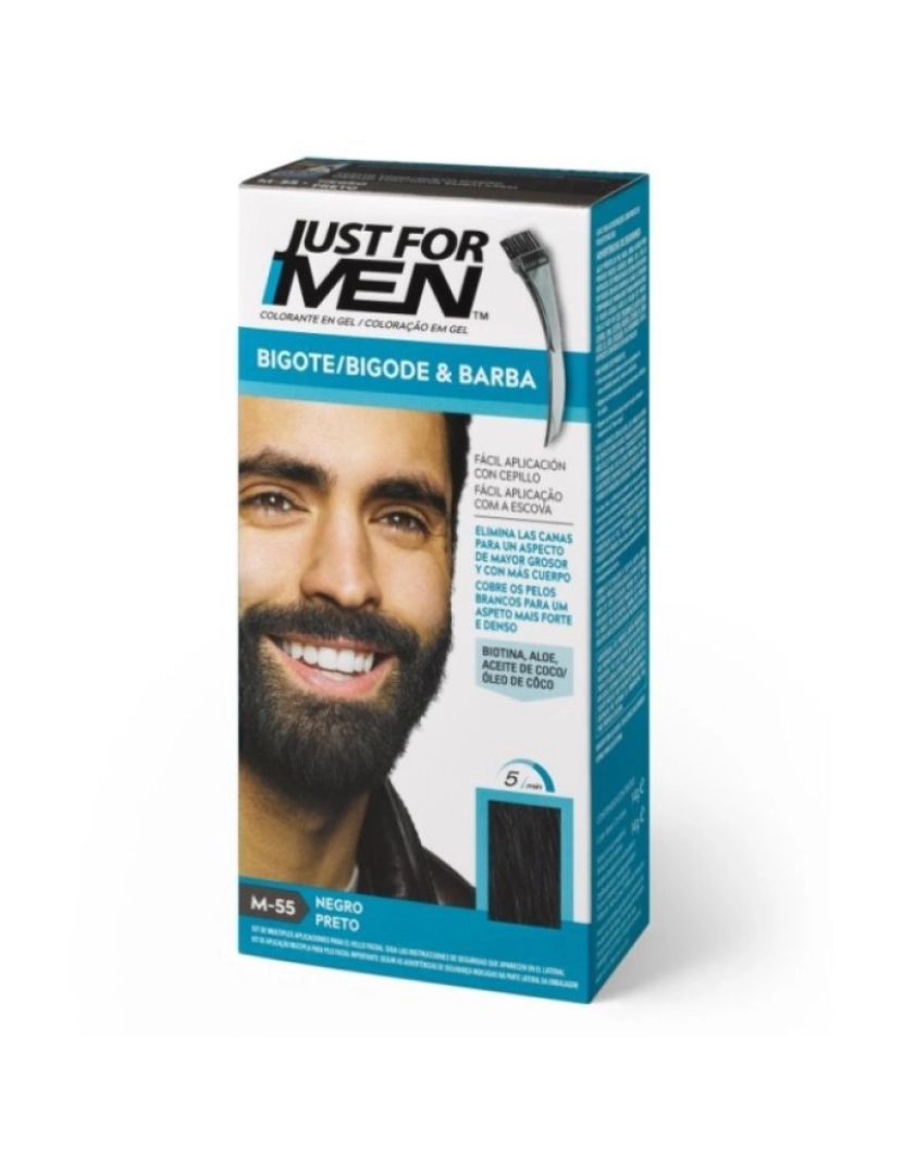 Just For Men - Cor Em Gel Para Bigode Barba E Patilhas Preto 15 Ml