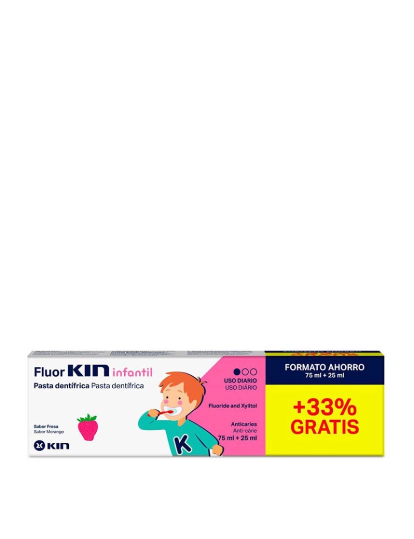 Kin - Pasta de Dentes Anti-cáries Fluorkin Infantil  #Fresa 75 + 25 Ml