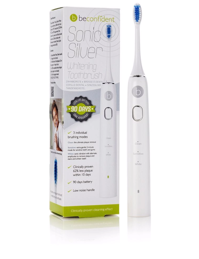 Beconfident - Sonic Silver Electric Whitening Toothbrush #white/silver Beconfident