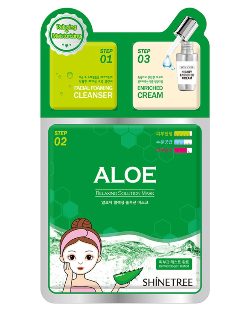 imagem de Aloe Relaxing Solution Mask 3 Steps Shinetree 28 ml1